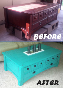 coffee table makeover with black detailing