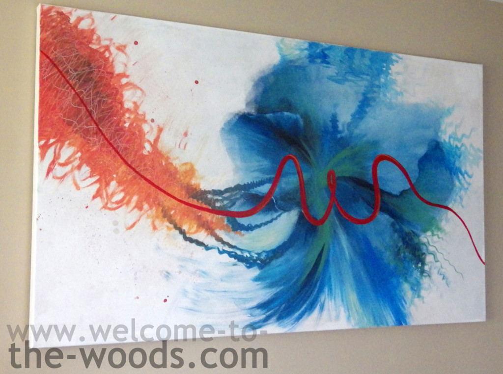 abstract family painting blue orange red