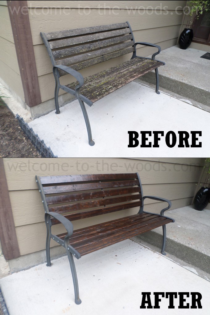 before and after wooden bench redo