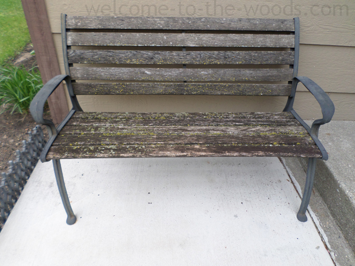 old wooden bench seat front entry