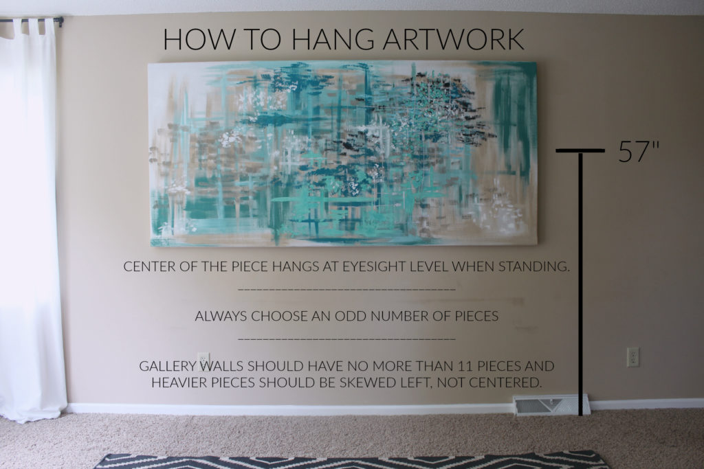 How to properly hang artwork so that it is visually attractive.