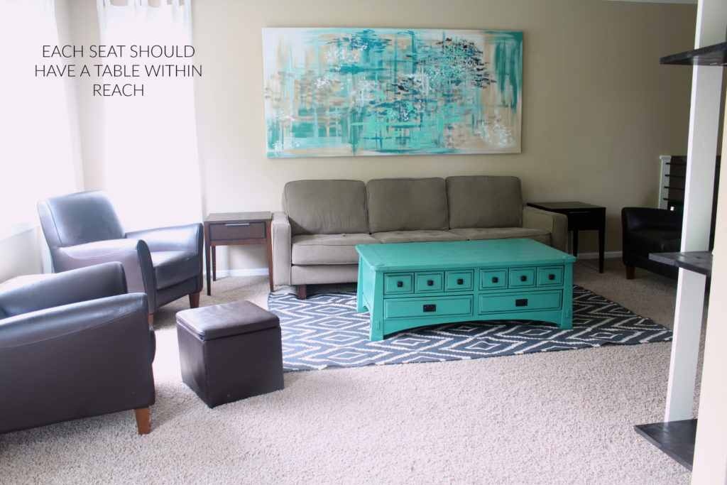 Adding enough accent furniture in a gathering space increases comfort and functionality.