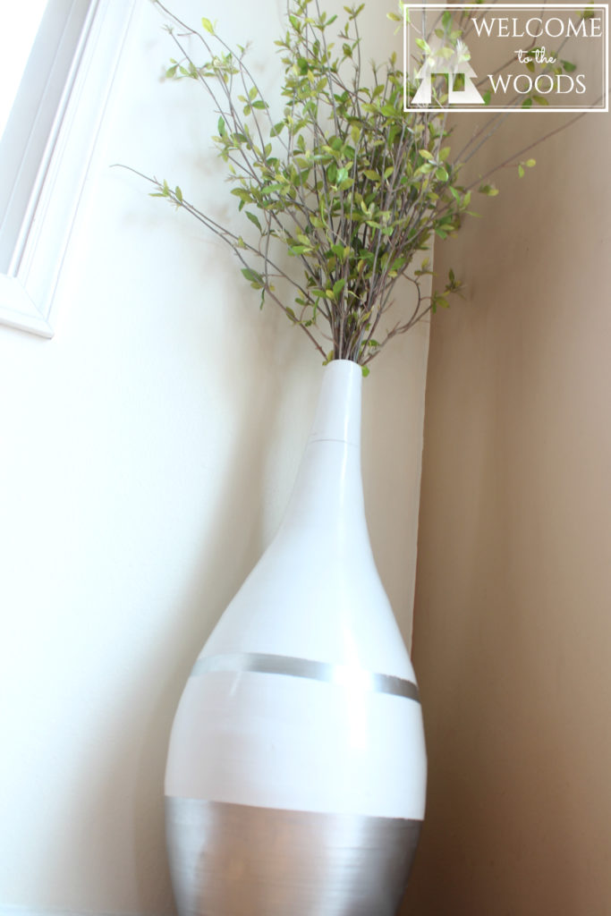 Spray paint vase refresh silver and white