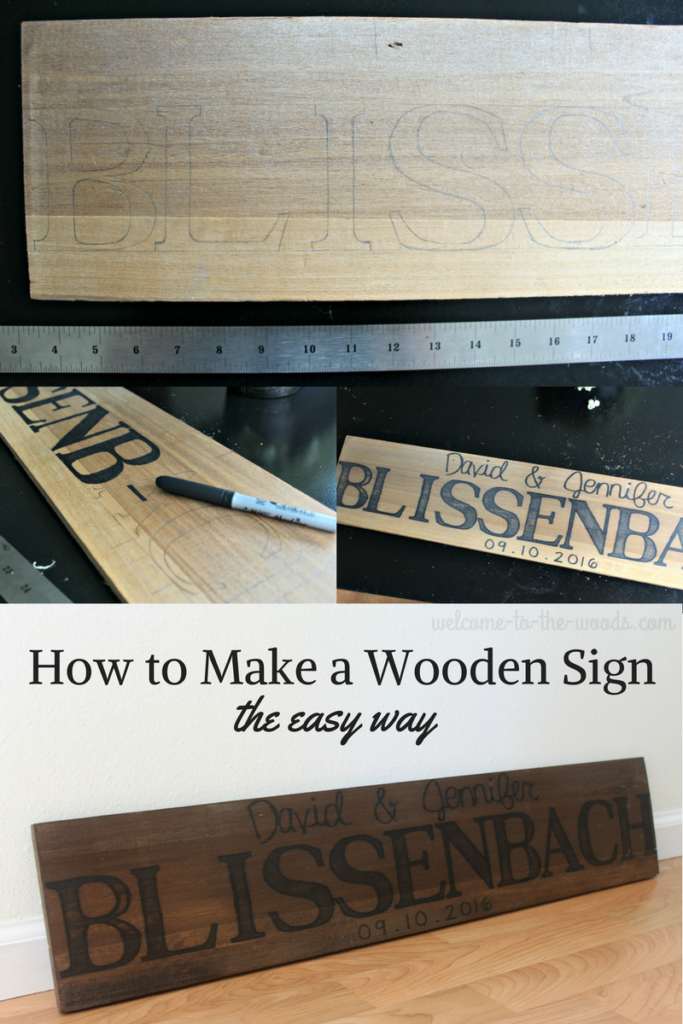How to make a Wood Sign of the couple's last name for a wedding present. I love this simple and inexpensive DIY gift idea.