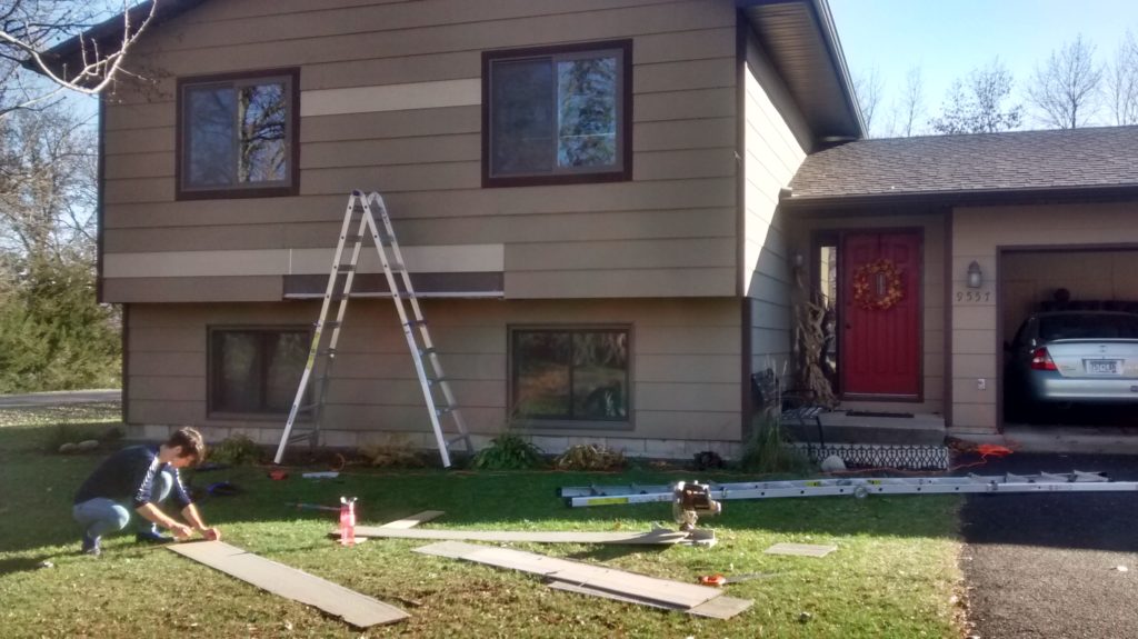 Replacing siding on front of our house was easier than we thought and saved us the expense of residing the whole thing!