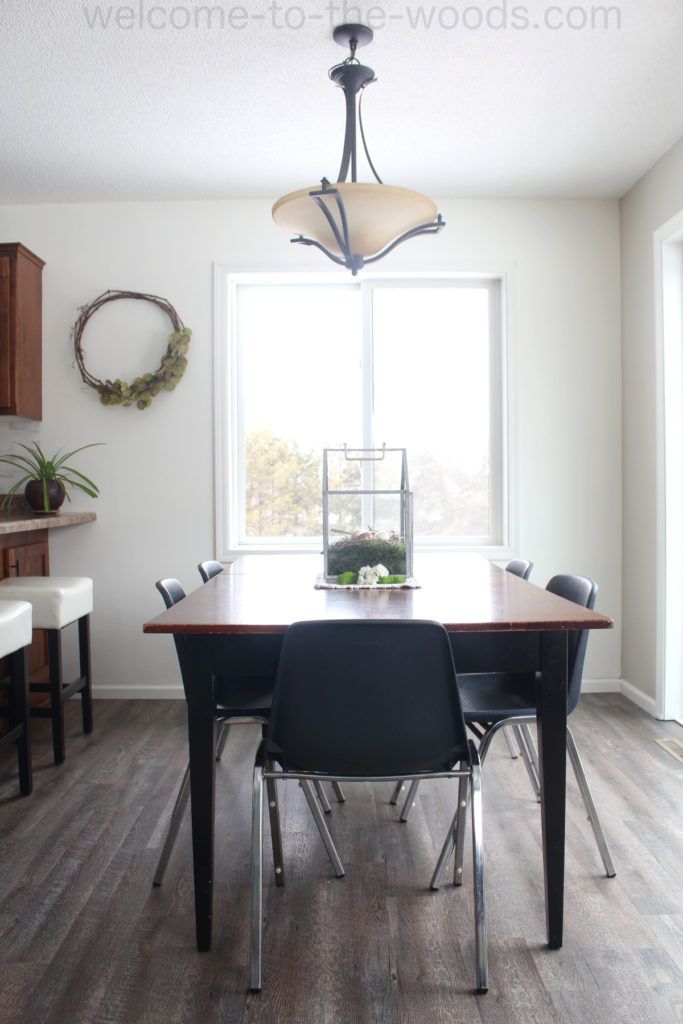 Weathered gray dining room flooring luxury vinyl plank