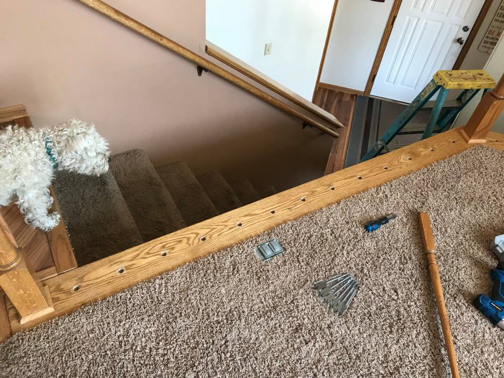 Drilling holes 4" apart to construct stair baluster DIY redo