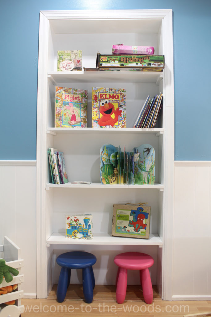 Turn an old doorway into storage and displays by adding shelves!
