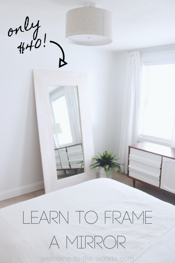Easy diy project: frame large mirror with pine 1" x 10" boards! BONUS: recipe for DIY wood filler and video tutorial included