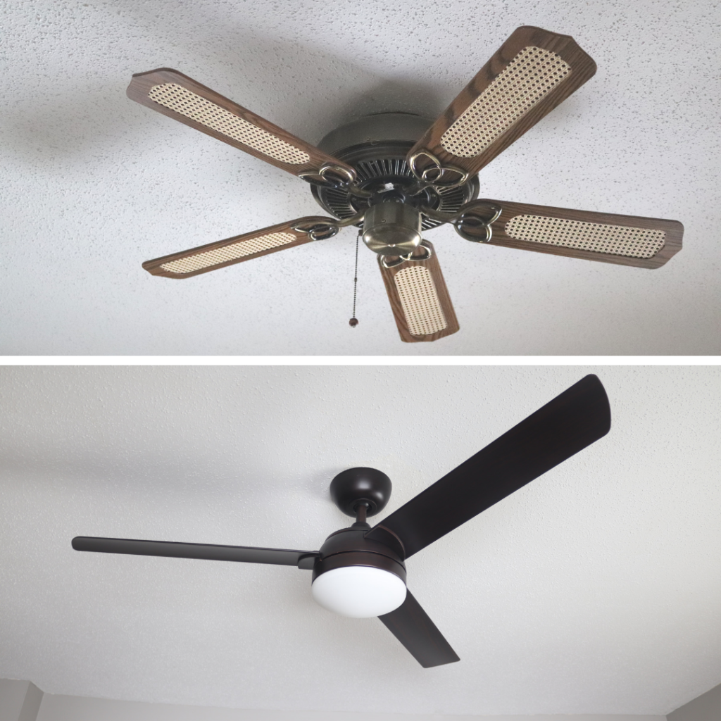 Before and after ceiling fan renovation update