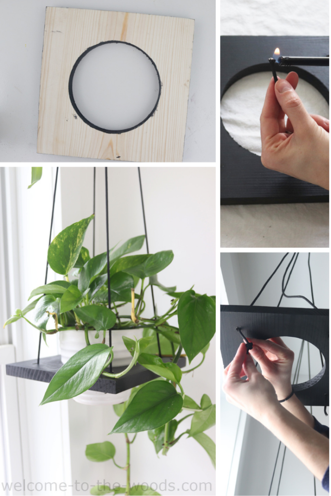 Hang plants from the ceiling with this easy to follow tutorial! Modern wood DIY plant hangers