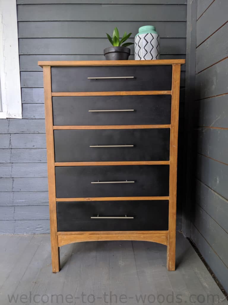 Modern patterned dresser fabric black bar pulls old drawers solid wood makeover furniture