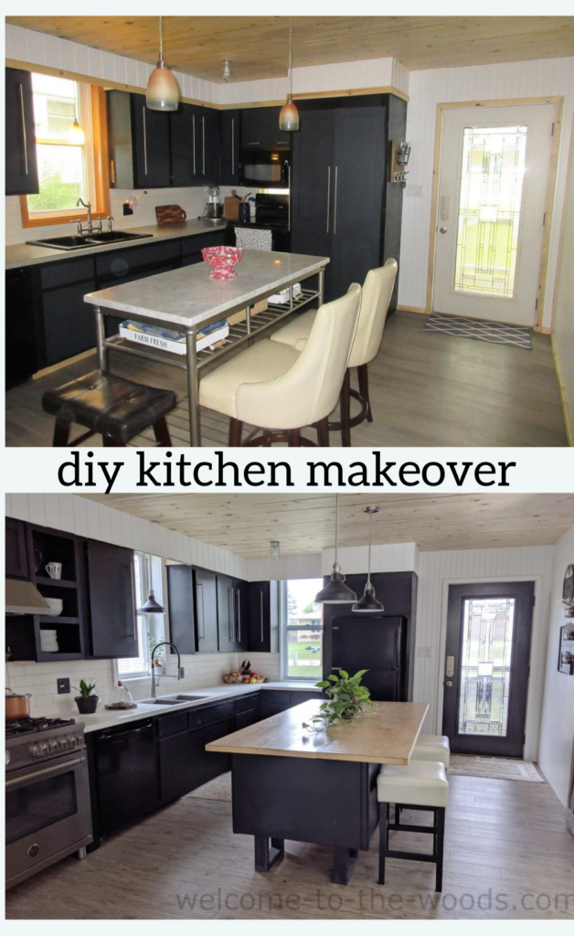 DIY kitchen makeover before after reveal black modern style
