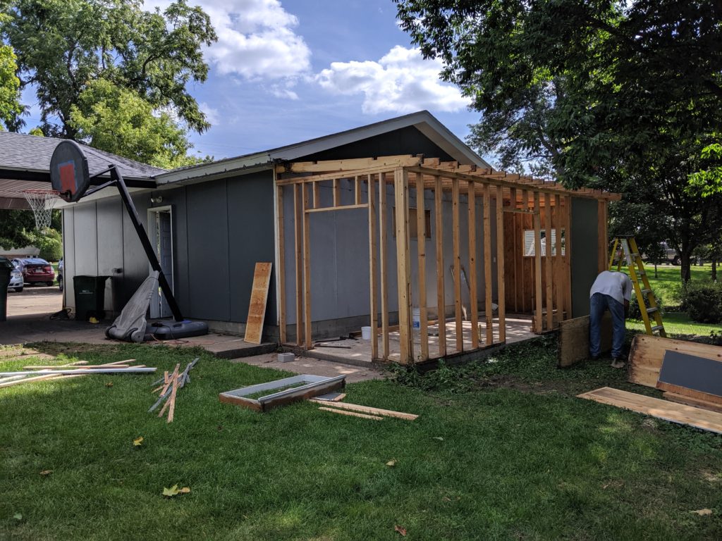Removing the lean-to shed off the back of the garage