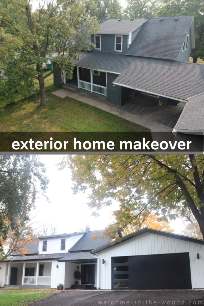 Before and after modern farmhouse renovation Exterior Home Makeover
