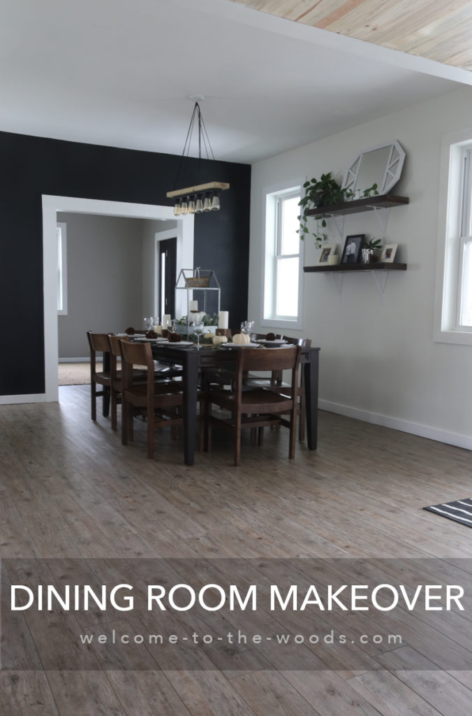 Dining room makeover modern farmhouse black white wood
