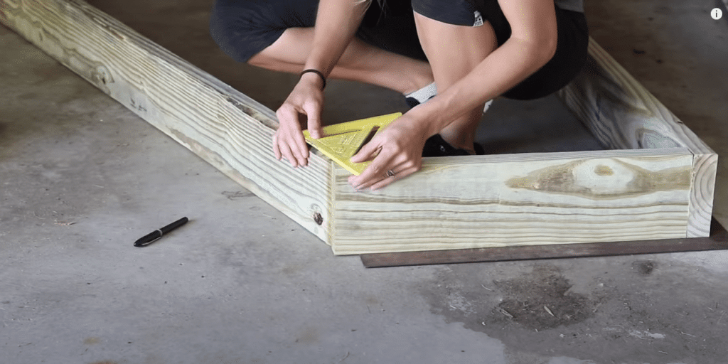 Finding the angles using the raw lumber.