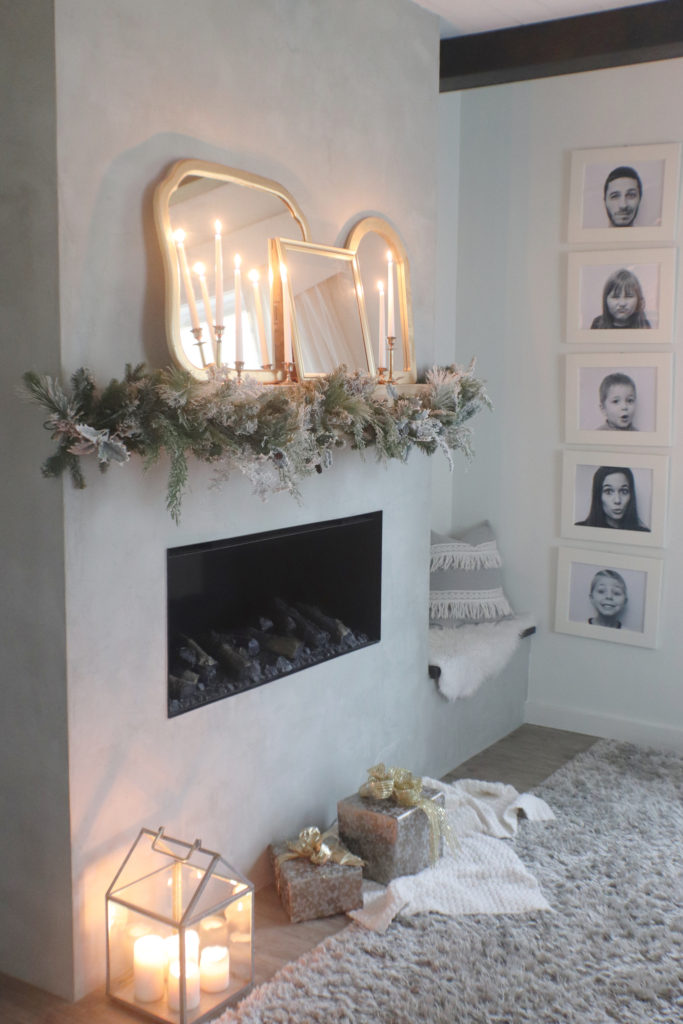 mirrors and candles christmas mantel decor holiday